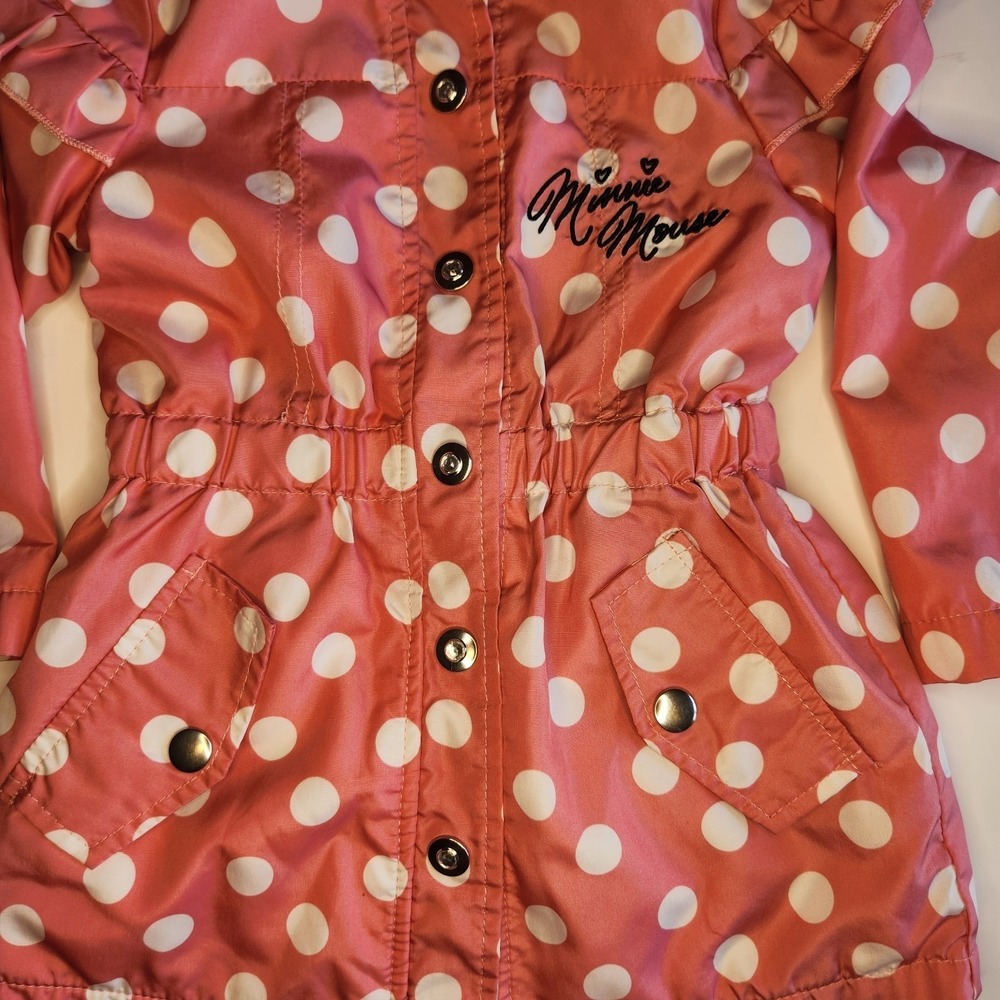 DISNEY Jr. Minnie Mouse Raincoat Toddler Girls 2T Pink White‎ Polka Dot EARS - Picture 3 of 10